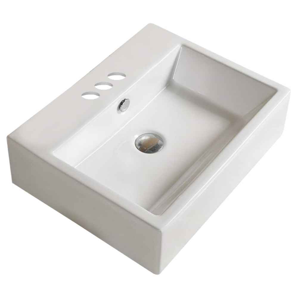20.9-in. x 16.5-in. Rectangle Bathroom Vessel Sink White Enamel Glaze