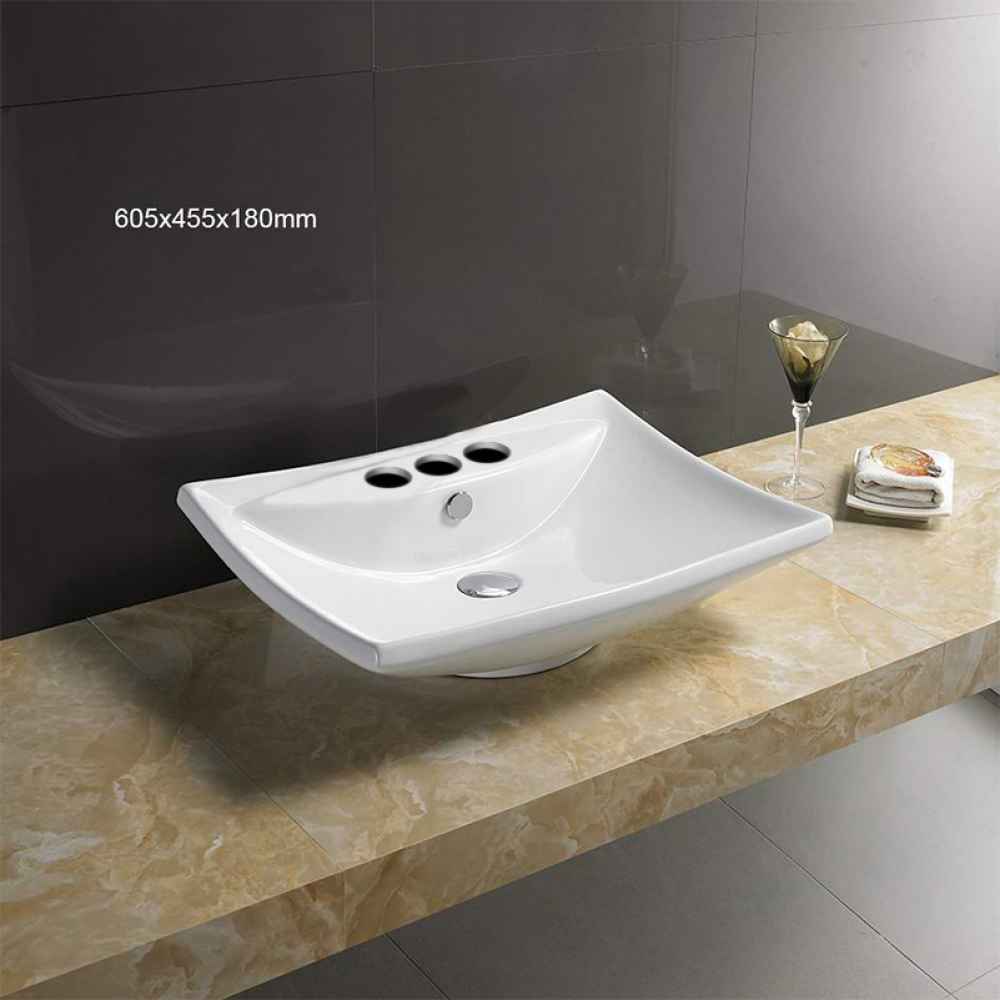 23.8-in. x 17.9-in. Rectangle Bathroom Vessel Sink White Enamel Glaze