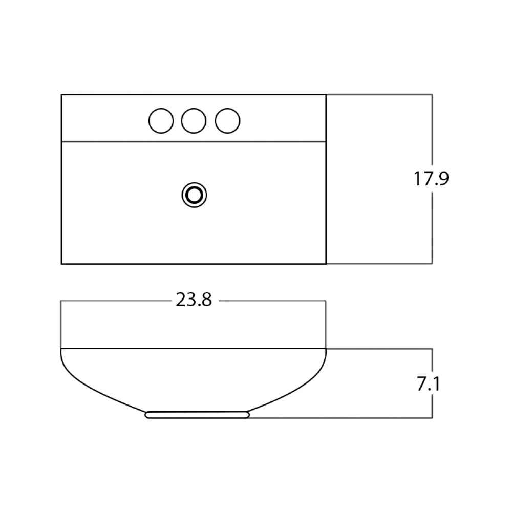 23.8-in. x 17.9-in. Rectangle Bathroom Vessel Sink White Enamel Glaze