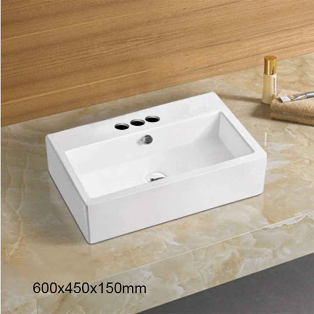 23.6-in. x 17.7-in. Rectangle Bathroom Vessel Sink White Enamel Glaze