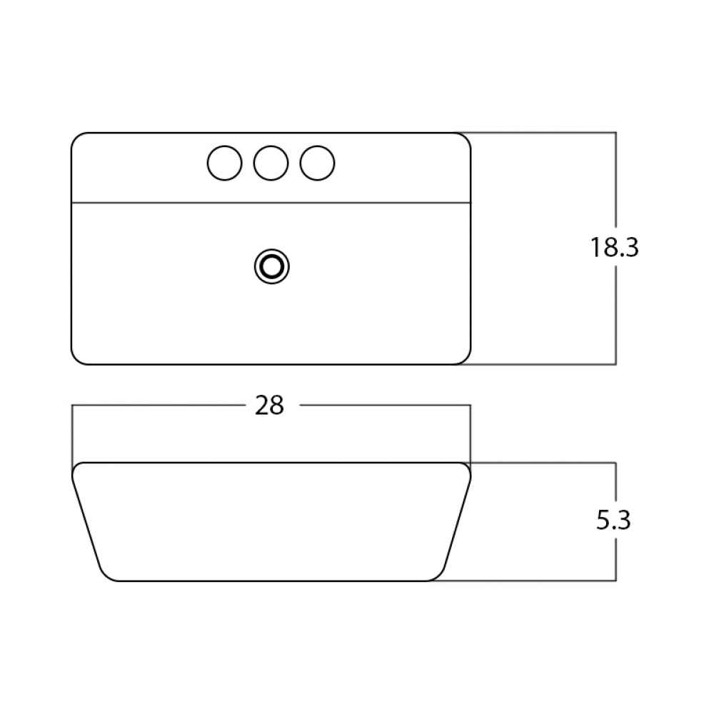 28-in. x 18.3-in. Rectangle Bathroom Vessel Sink White Enamel Glaze