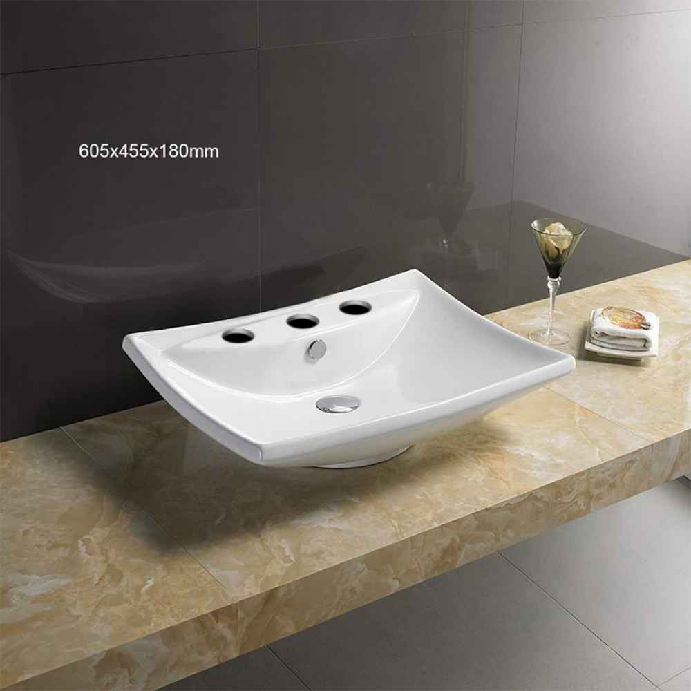 23.8-in. x 17.9-in. Rectangle Bathroom Vessel Sink White Enamel Glaze