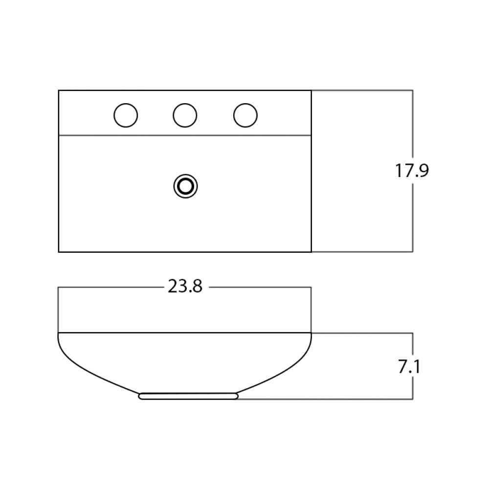 23.8-in. x 17.9-in. Rectangle Bathroom Vessel Sink White Enamel Glaze