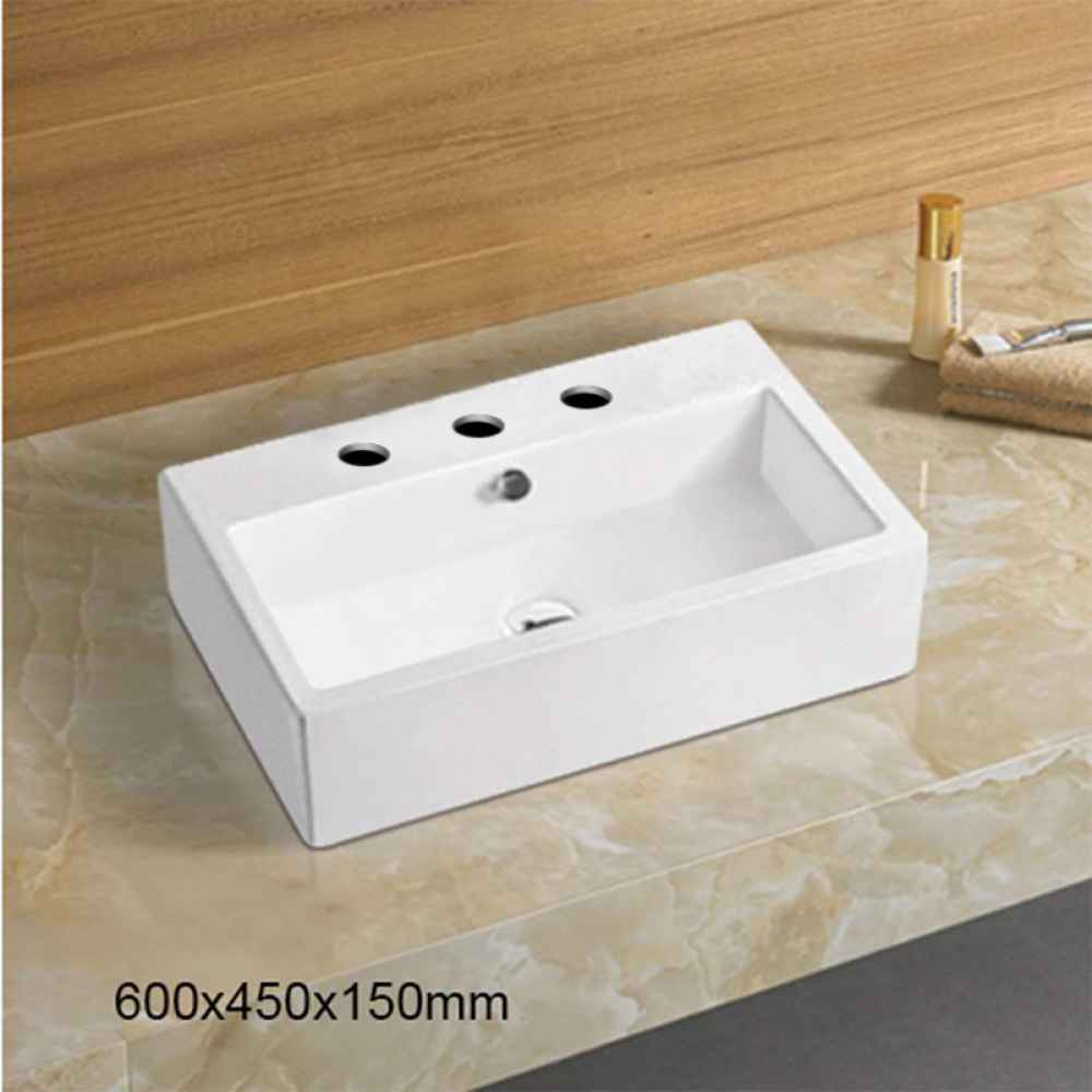 23.6-in. x 17.7-in. Rectangle Bathroom Vessel Sink White Enamel Glaze
