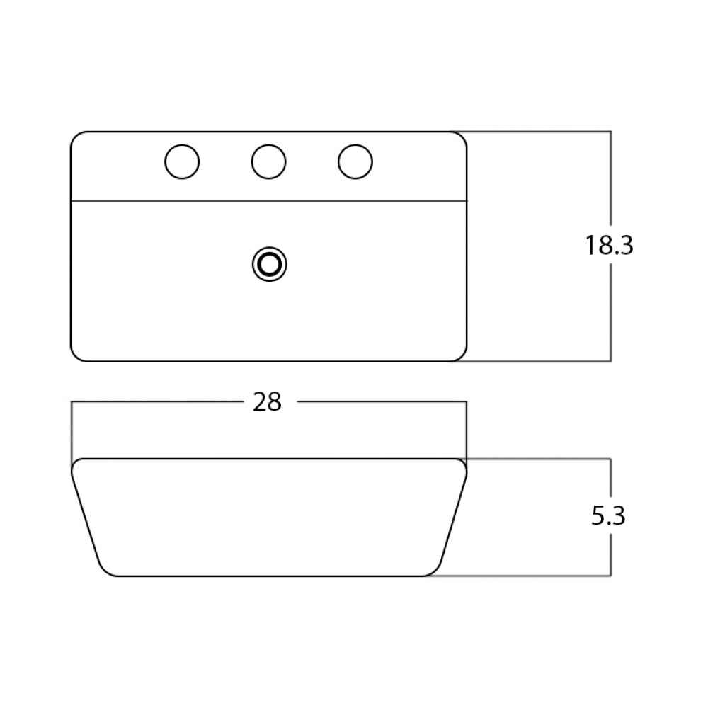 28-in. x 18.3-in. Rectangle Bathroom Vessel Sink White Enamel Glaze