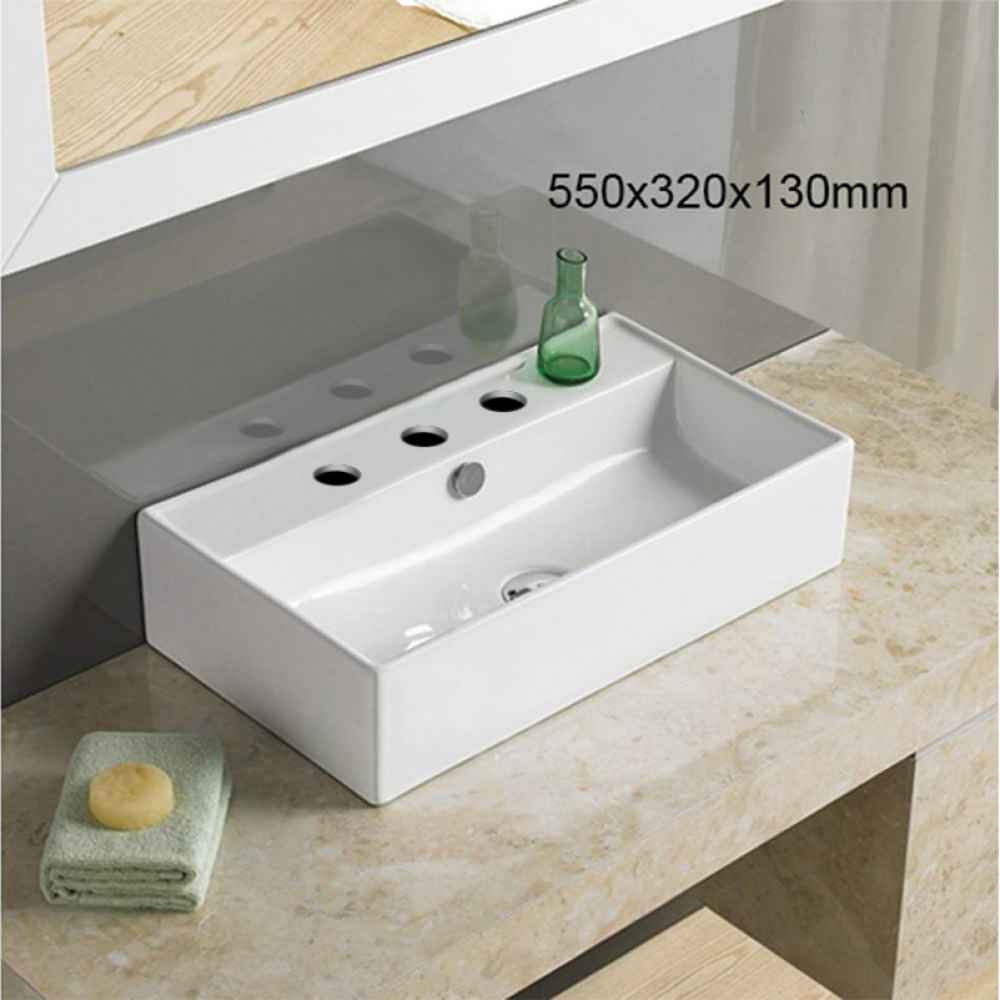 21.7-in. x 12.6-in. Rectangle Bathroom Vessel Sink White Enamel Glaze
