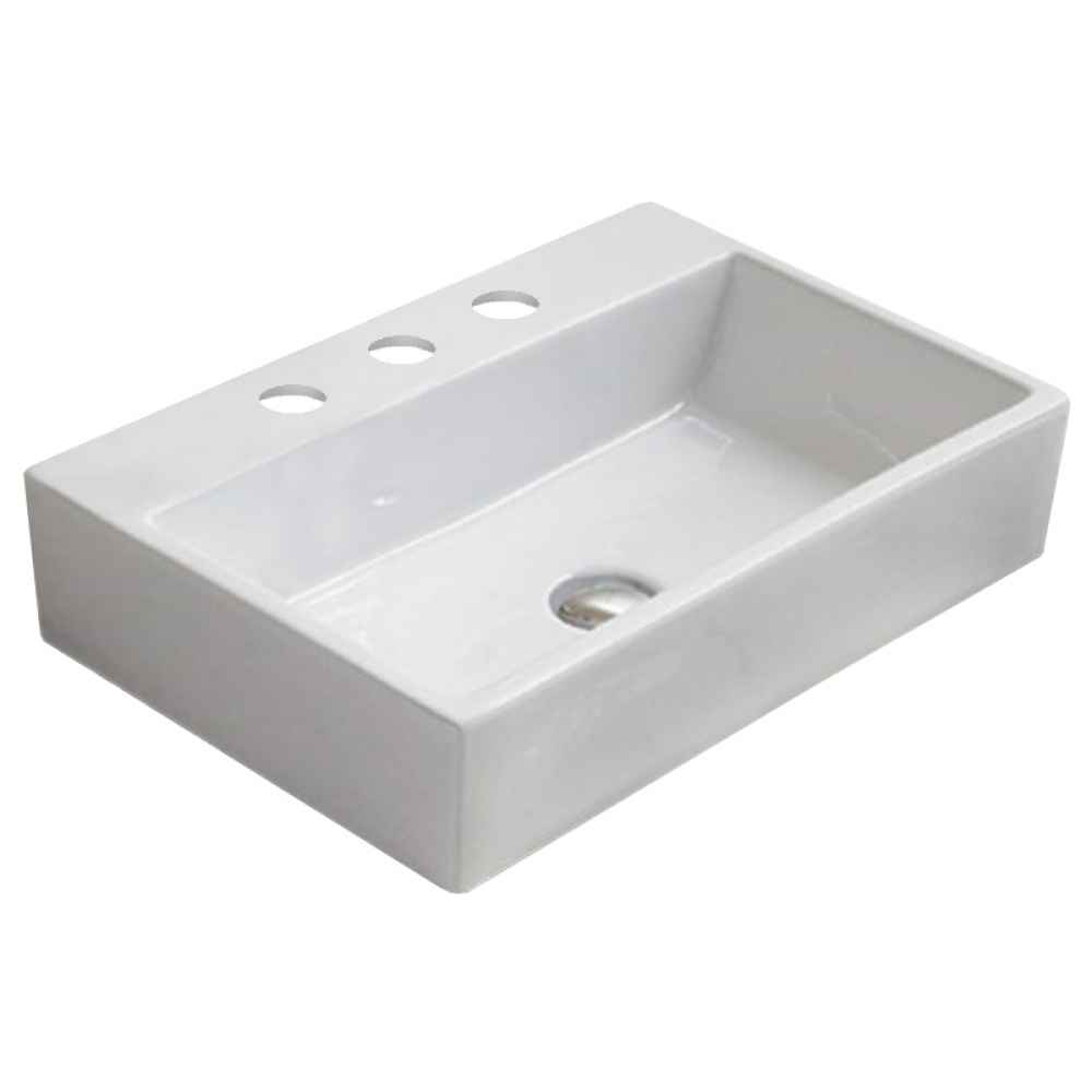 20.9-in. x 14.2-in. Rectangle Bathroom Vessel Sink White Enamel Glaze