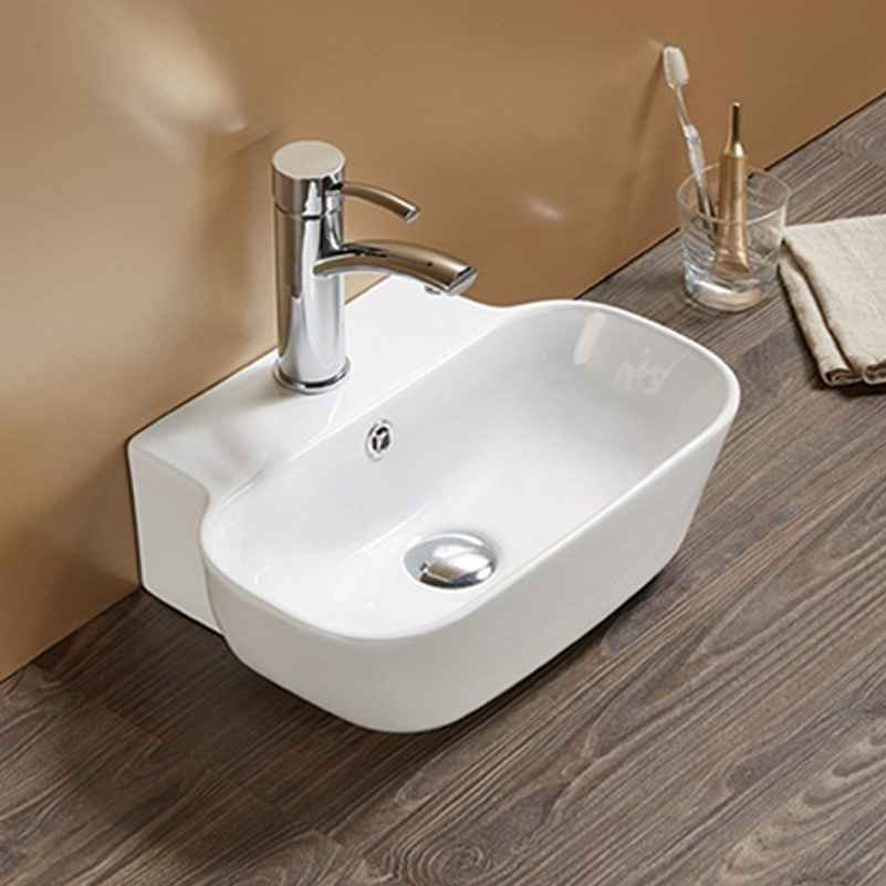 16.34-in. x 12.2-in. Rectangle Bathroom Vessel Sink White Enamel Glaze