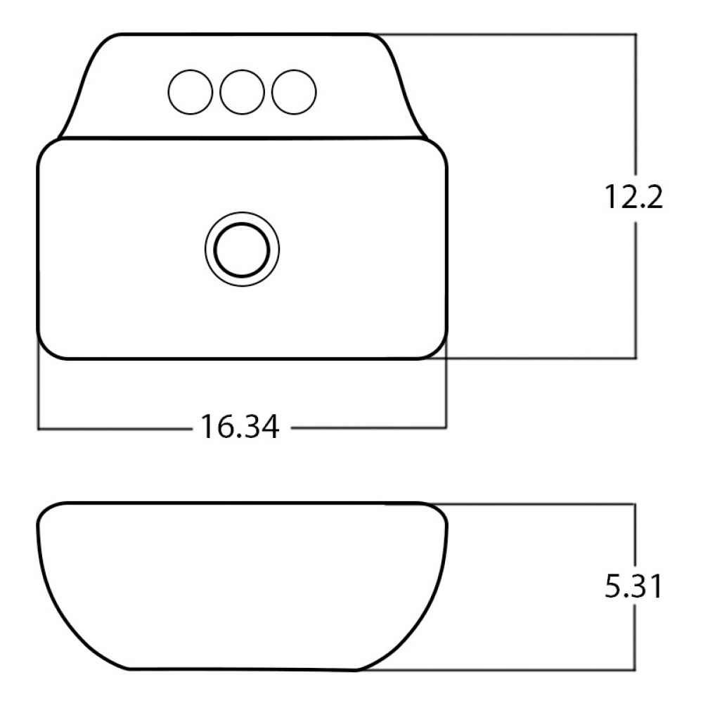 16.34-in. x 12.2-in. Rectangle Bathroom Vessel Sink White Enamel Glaze