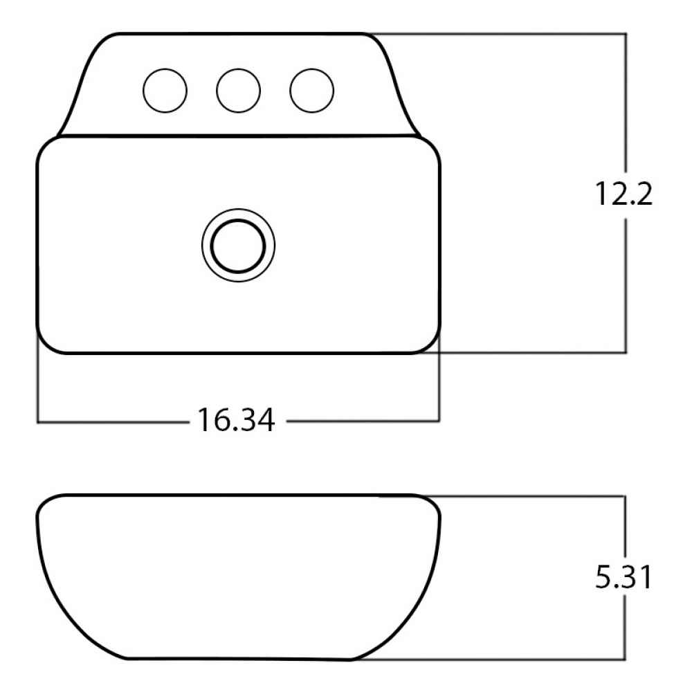 16.34-in. x 12.2-in. Rectangle Bathroom Vessel Sink White Enamel Glaze