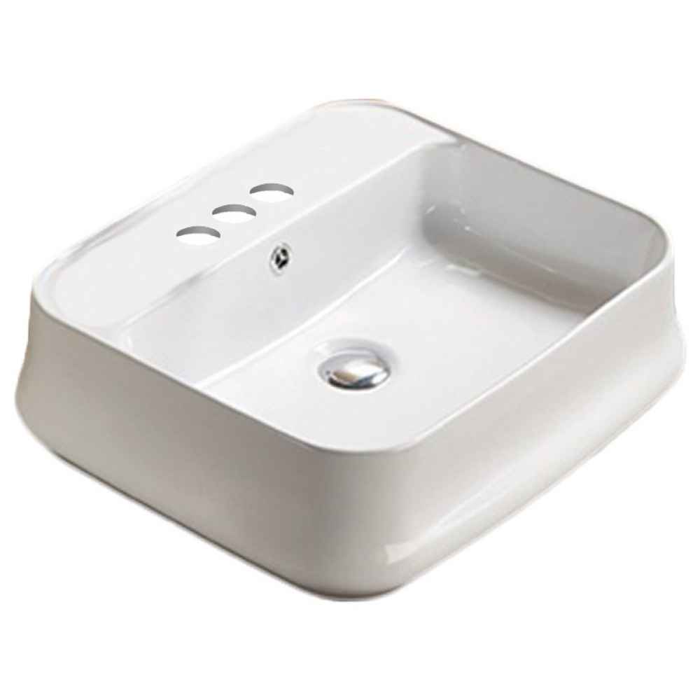 20.9-in. x 18.11-in. Rectangle Bathroom Vessel Sink White Enamel Glaze