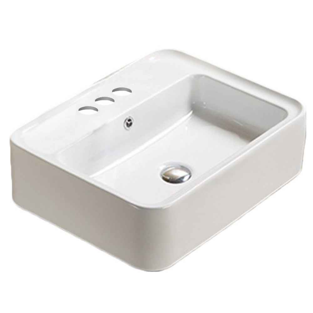 20.9-in. x 16.73-in. Rectangle Bathroom Vessel Sink White Enamel Glaze