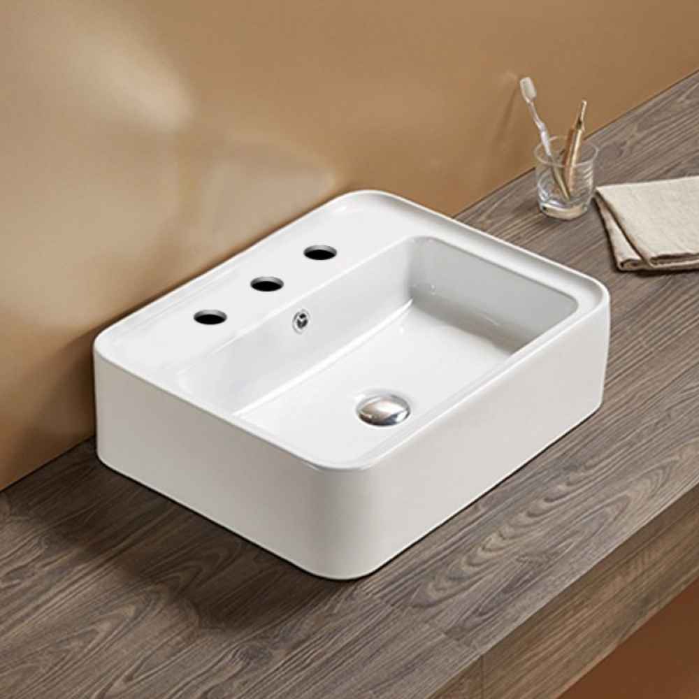 20.9-in. x 16.73-in. Rectangle Bathroom Vessel Sink White Enamel Glaze