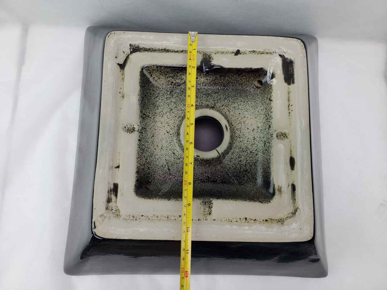 16.1-in. x 16.1-in. Square Bathroom Vessel Sink Black Enamel Glaze
