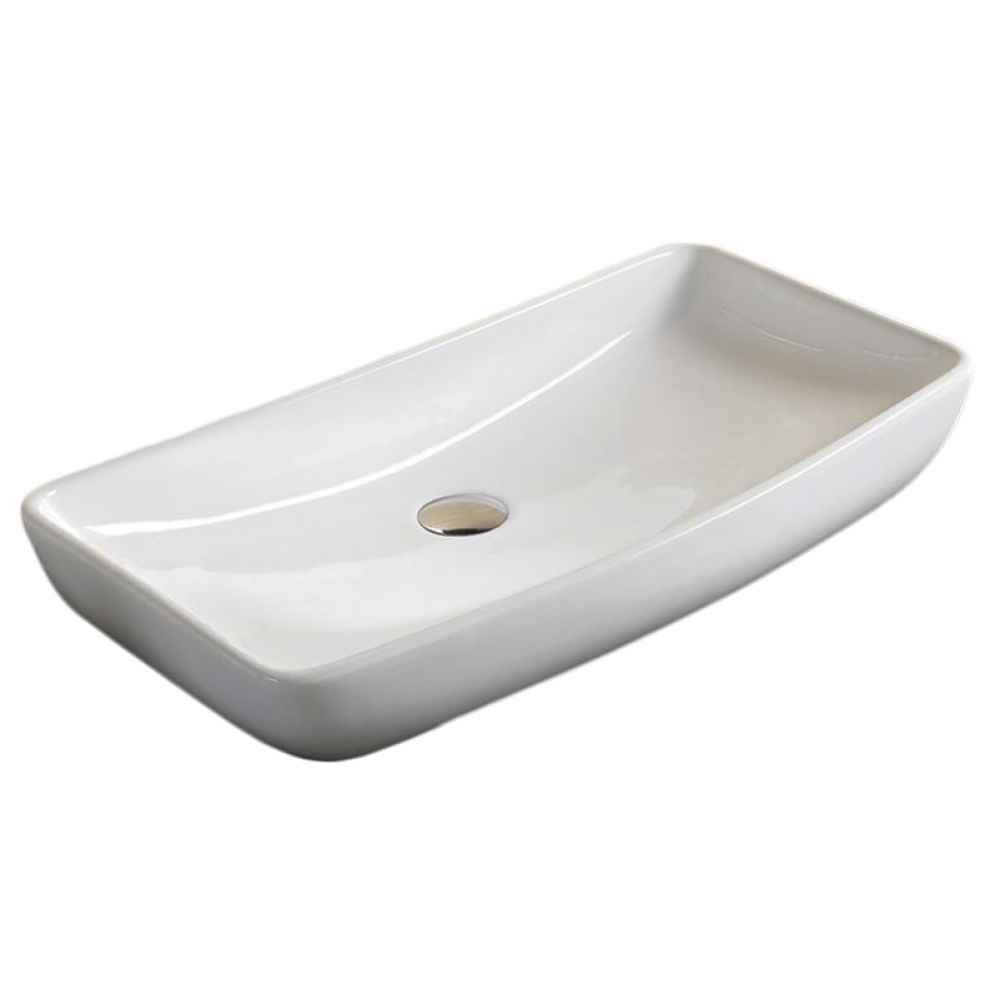 27.8-in. x 15.2-in. Rectangle Bathroom Vessel Sink White Enamel Glaze