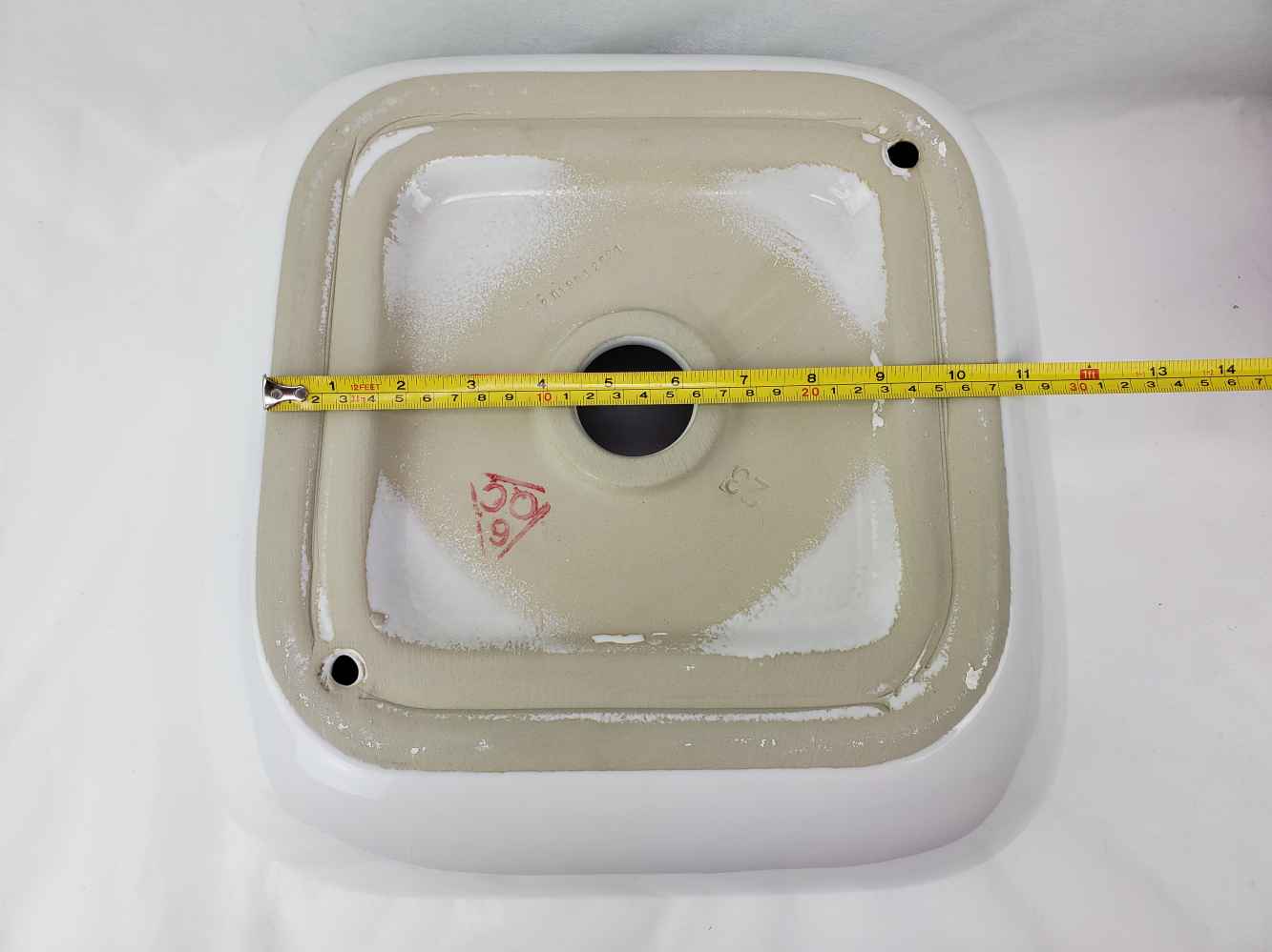 15.4-in. x 15.4-in. Square Bathroom Vessel Sink White Enamel Glaze