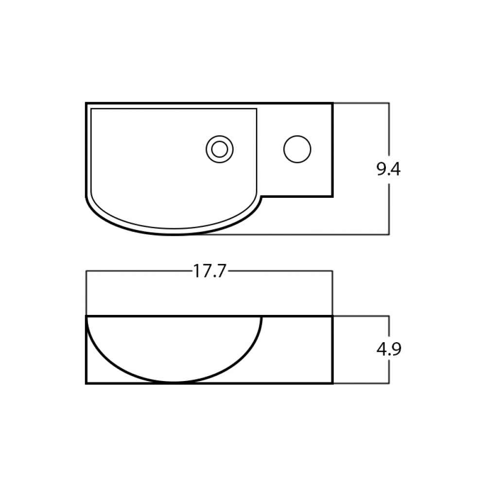17.7-in. x 9.4-in. Rectangle Bathroom Vessel Sink White Enamel Glaze