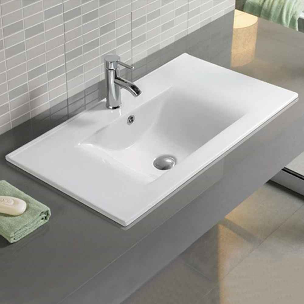 23.8-in. W 18.2-in. D Ceramic Top In White Color For 1 Hole Faucet