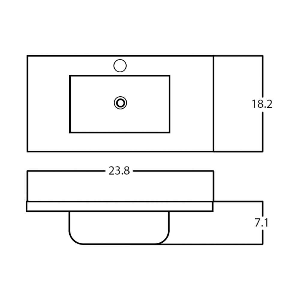 23.8-in. W 18.2-in. D Ceramic Top In White Color For 1 Hole Faucet