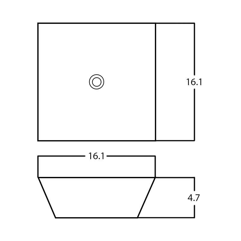 16.1-in. x 16.1-in. Square Bathroom Vessel Sink Black Enamel Glaze