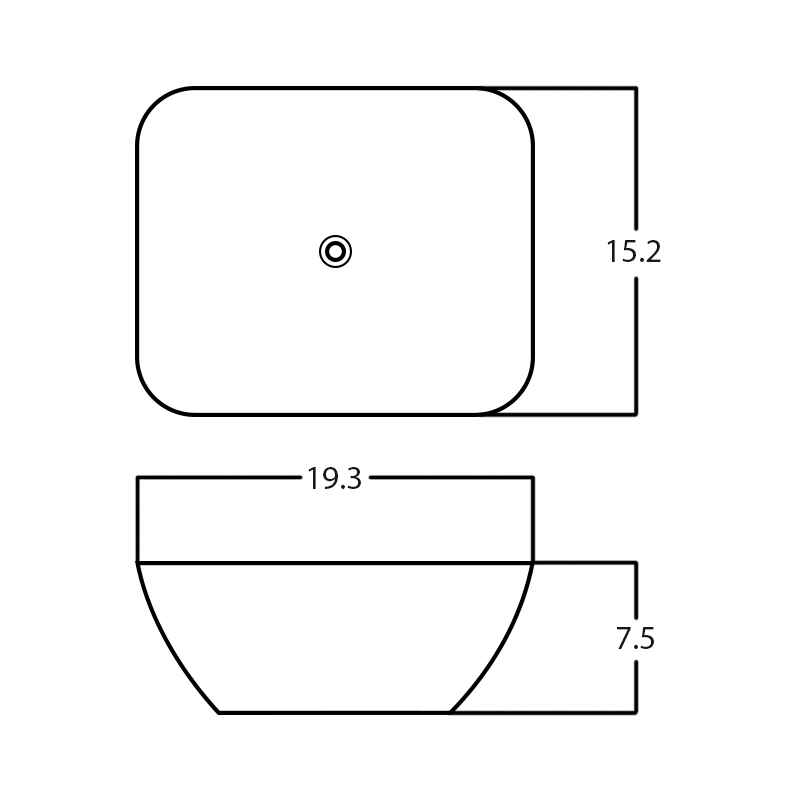 19.3-in. x 15.2-in. Rectangle Bathroom Vessel Sink White Enamel Glaze