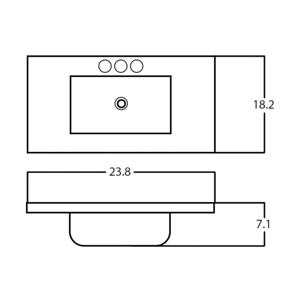 23.8-in. W 18.2-in. D Ceramic Top In White Color For 3H4-in. Faucet