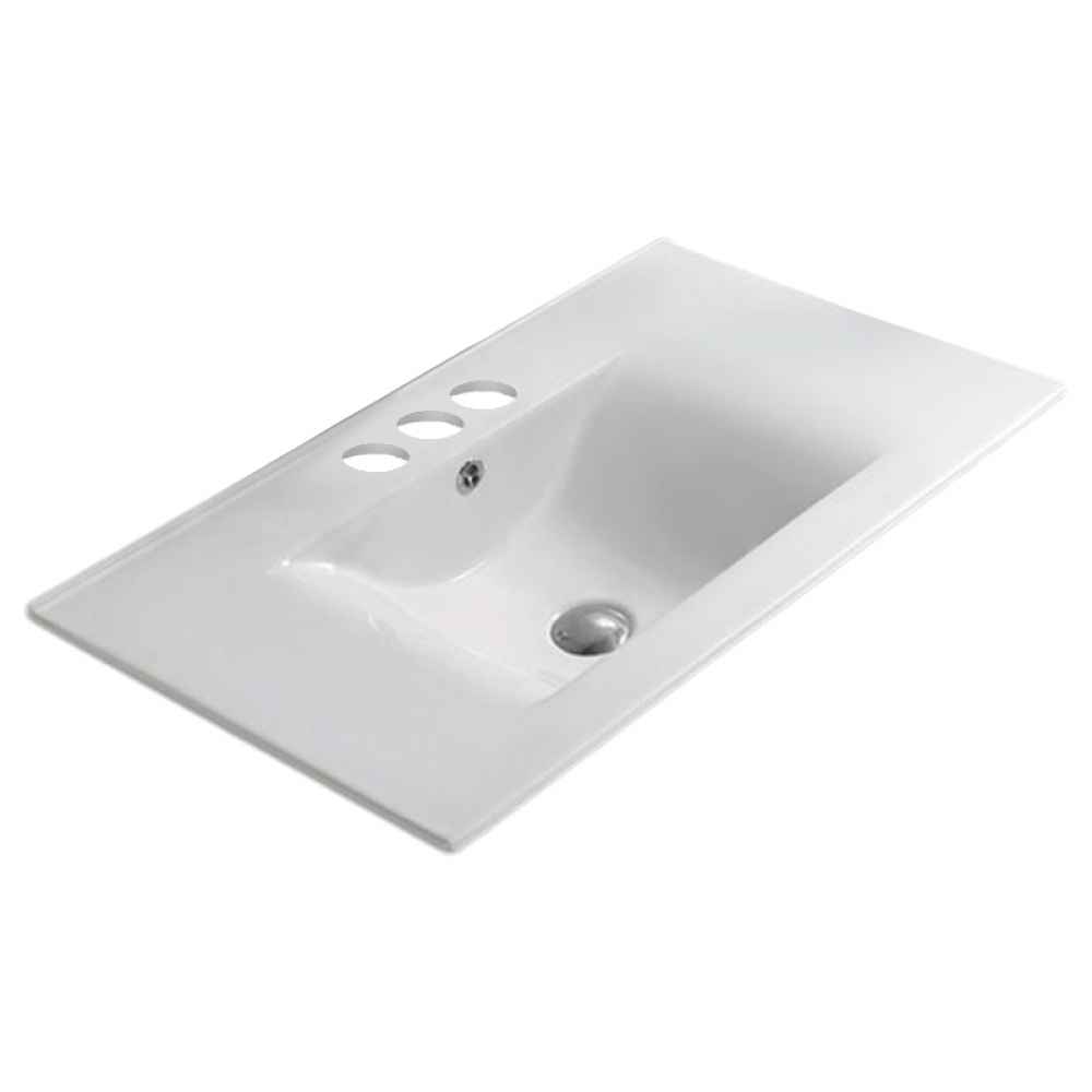 23.8-in. W 18.2-in. D Ceramic Top In White Color For 3H4-in. Faucet