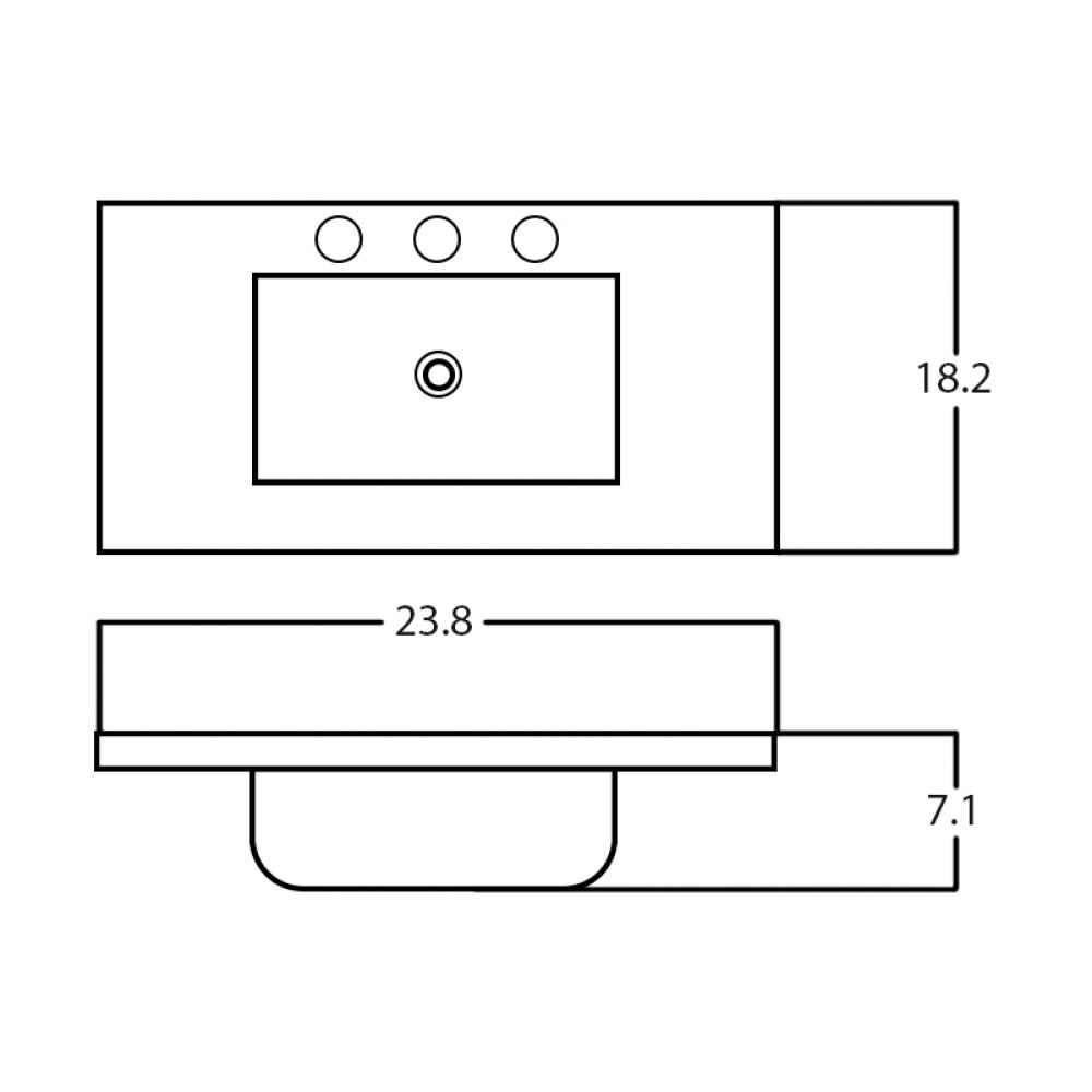 23.8-in. W 18.2-in. D Ceramic Top In White Color For 3H8-in. Faucet