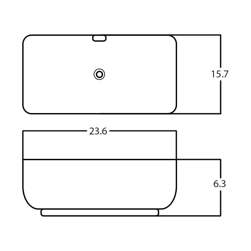 23.6-in. x 15.7-in. Rectangle Bathroom Vessel Sink White Enamel Glaze