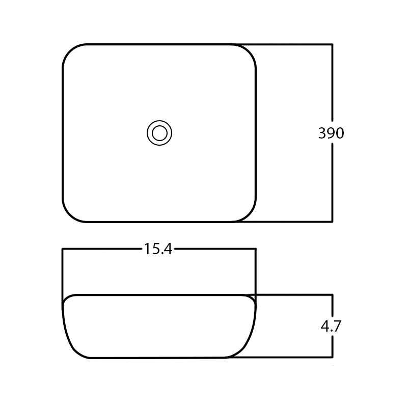 15.4-in. x 15.4-in. Square Bathroom Vessel Sink White Enamel Glaze