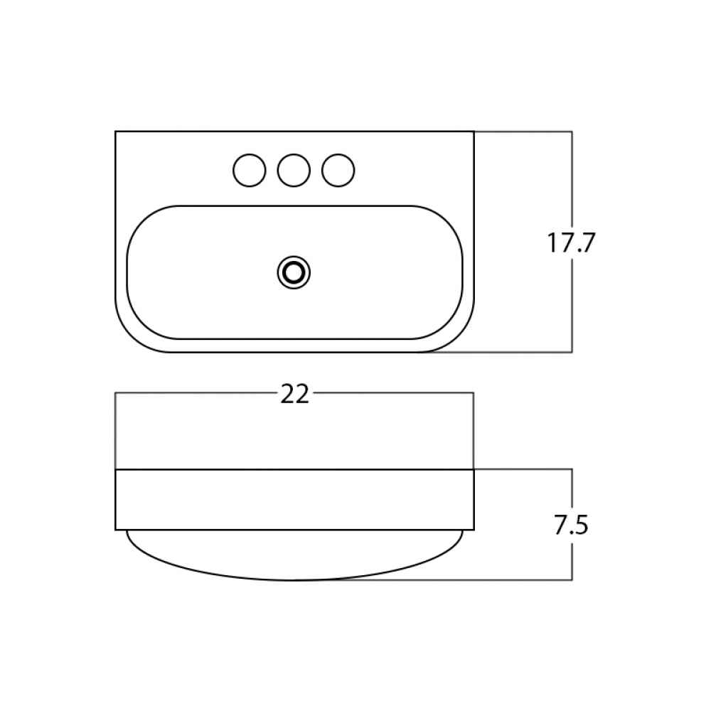22-in. x 17.7-in. Rectangle Bathroom Vessel Sink White Enamel Glaze