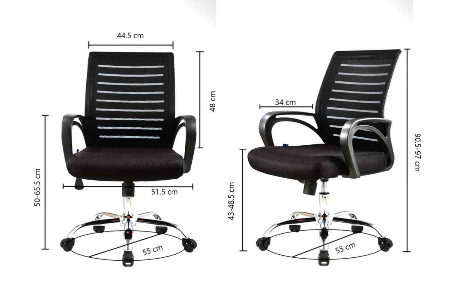 21.7-in. W 38.2-in. H Traditional Stainless Steel-Plastic-Nylon Office Chair In Black