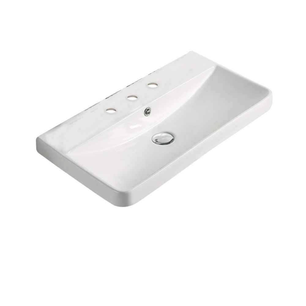 23.82-in. W 13.98-in. D Ceramic Top In White Color For 3H8-in. Faucet
