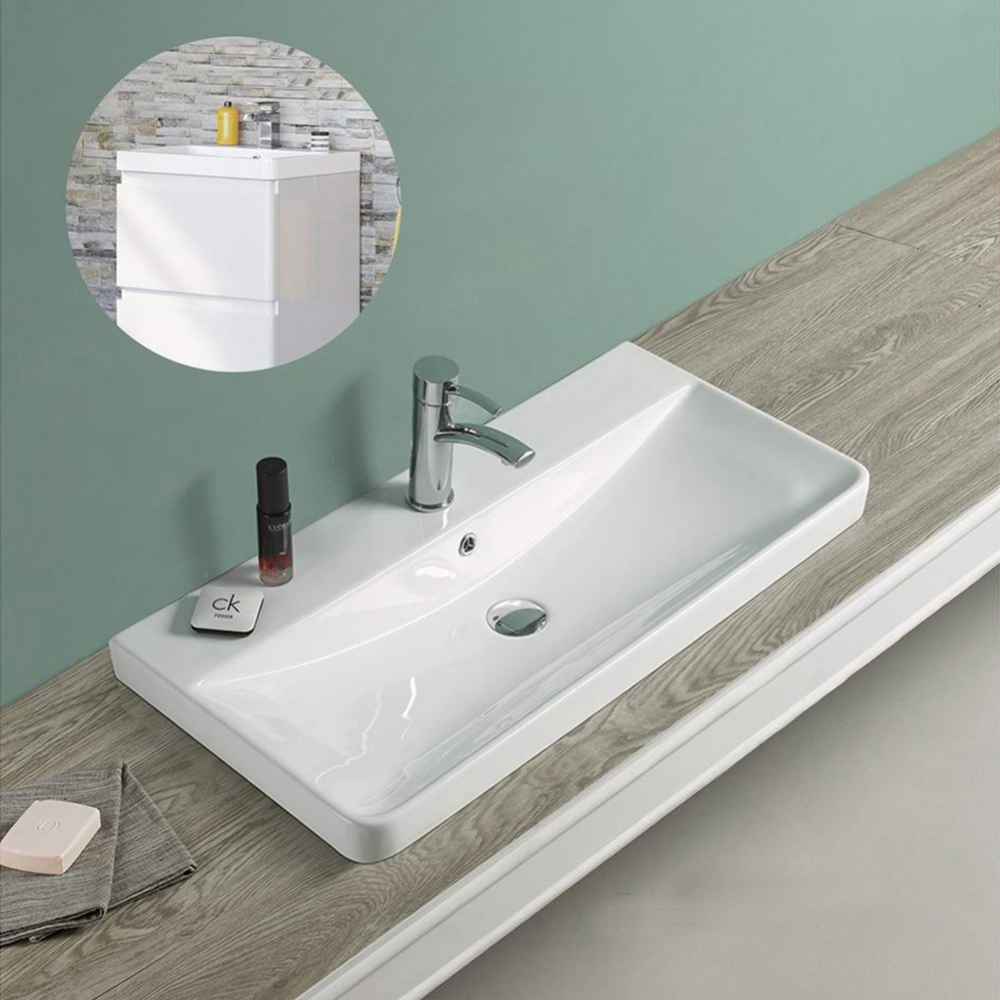 31.89-in. W 15.55-in. D Ceramic Top In White Color For 1 Hole Faucet