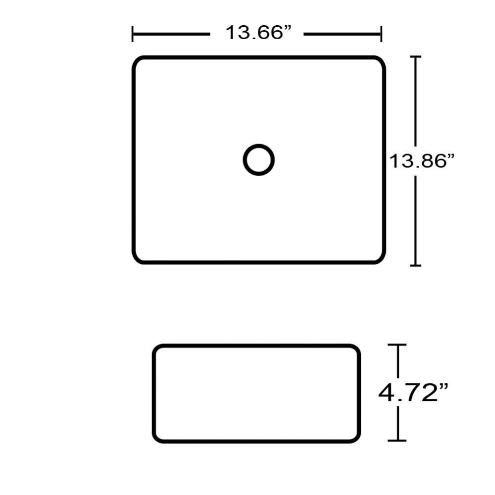 13.66-in. x 13.86-in. Rectangle Bathroom Vessel Sink White Enamel Glaze