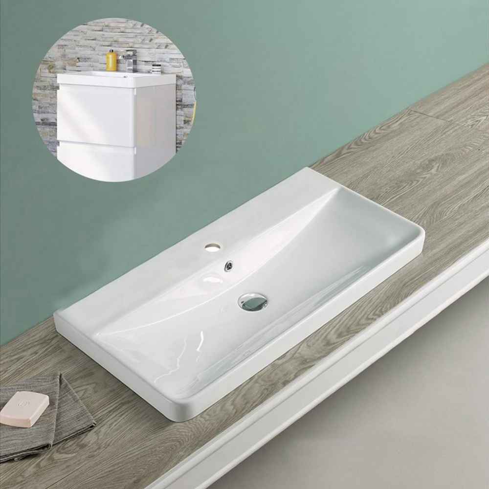 31.89-in. W 15.55-in. D Ceramic Top In White Color For 1 Hole Faucet