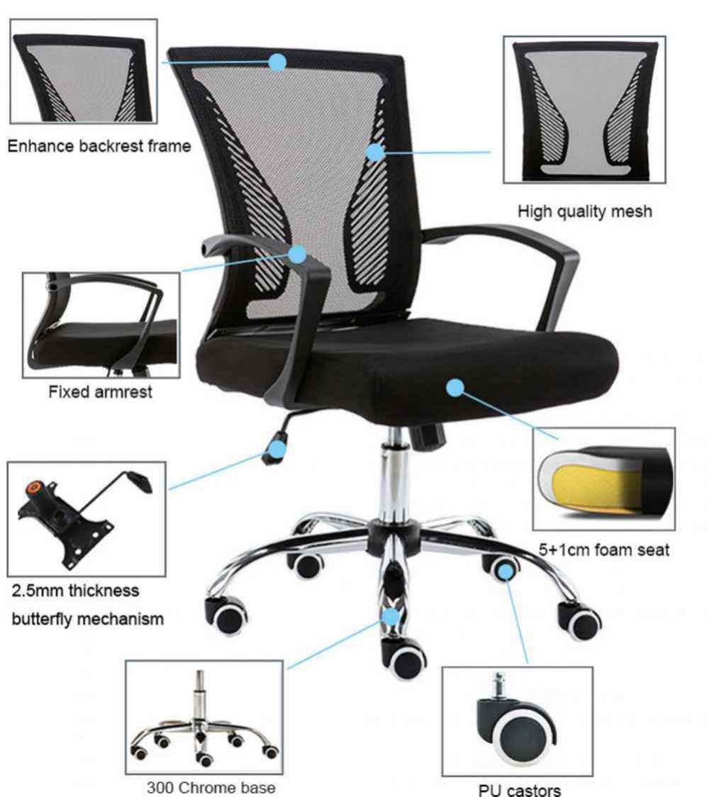 23.62-in. W 39.37-in. H Modern Stainless Steel-Plastic-Nylon Office Chair In Black