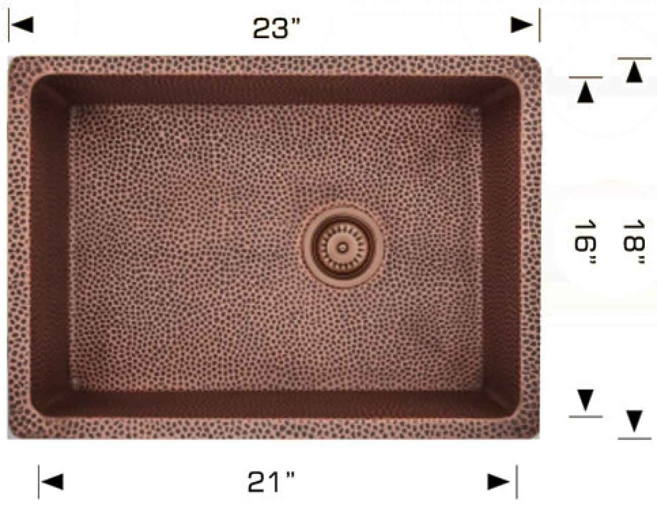 23-in. W CSA Approved Copper Kitchen Sink With 1 Bowl And 16 Gauge