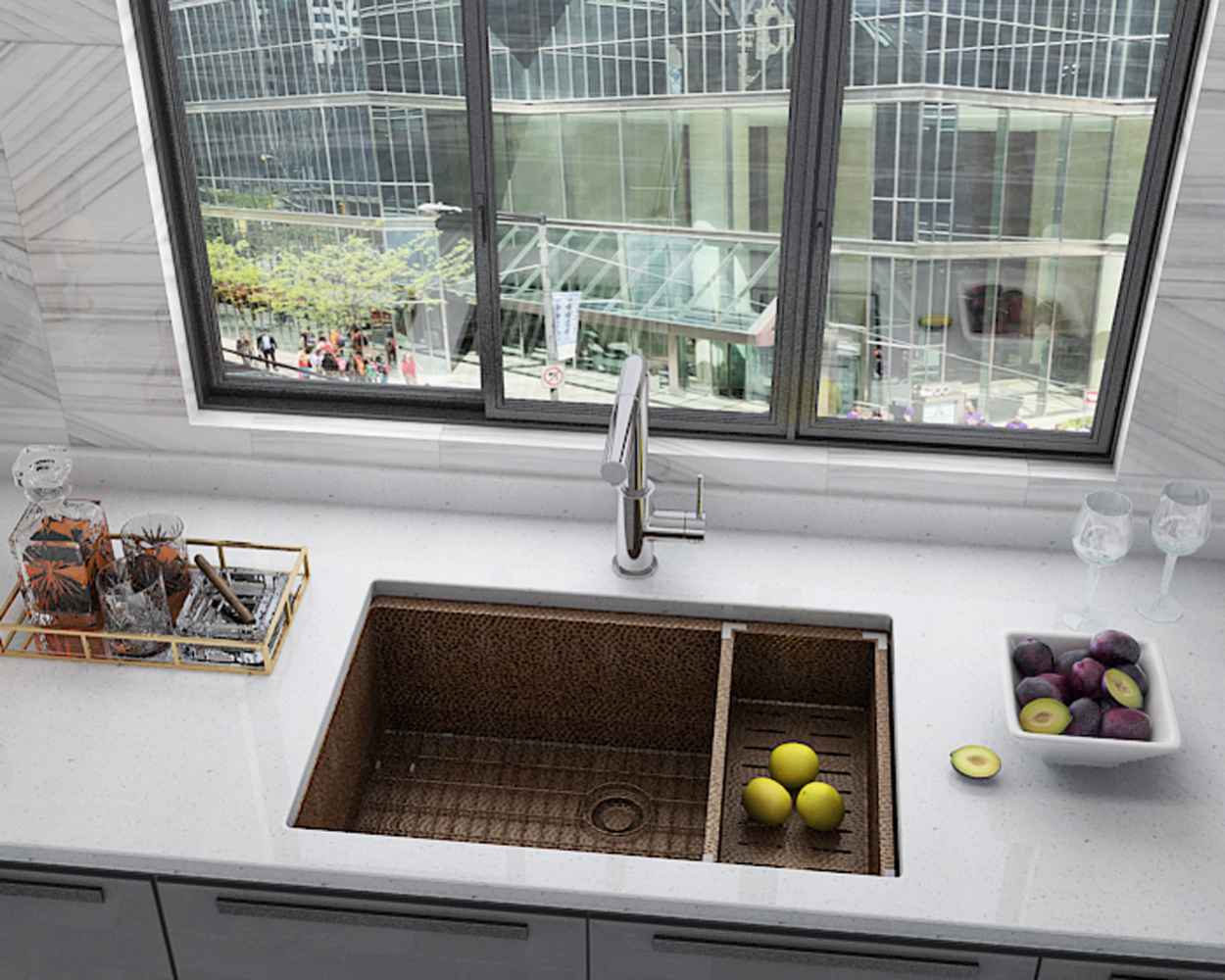 29-in. W CSA Approved Copper Kitchen Sink With 1 Bowl And 16 Gauge