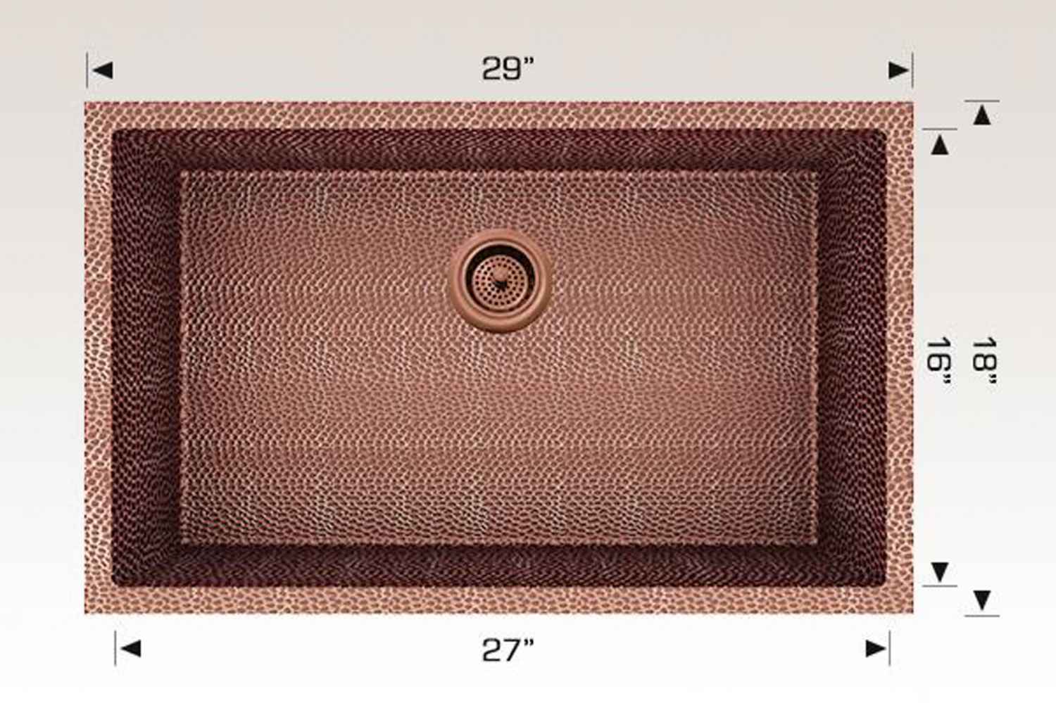 29-in. W CSA Approved Copper Kitchen Sink With 1 Bowl And 16 Gauge