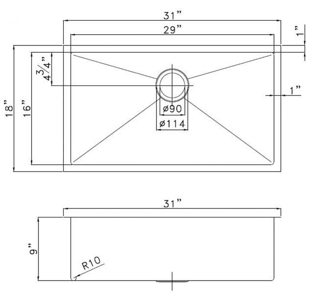 31-in. W CSA Approved Copper Kitchen Sink With 1 Bowl And 16 Gauge