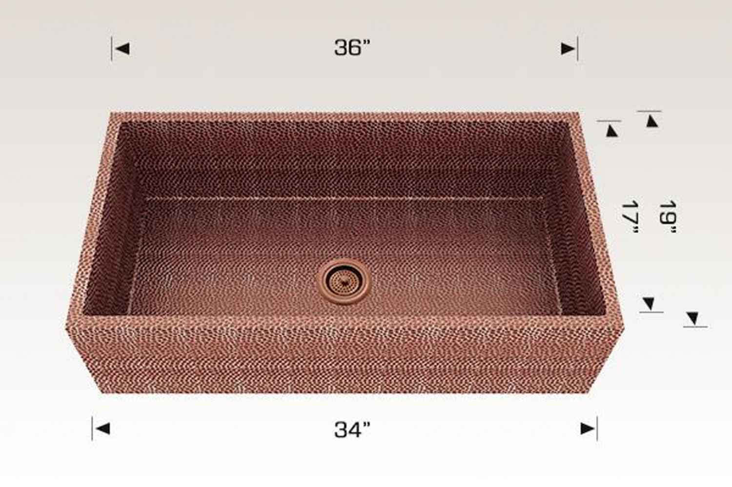 36-in. W CSA Approved Copper Kitchen Sink With 1 Bowl And 16 Gauge