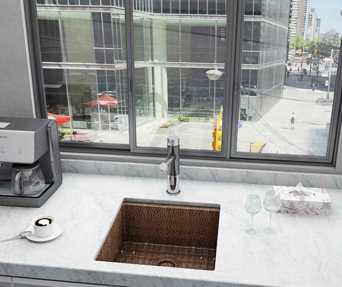 17-in. W CSA Approved Copper Kitchen Sink With 1 Bowl And 16 Gauge