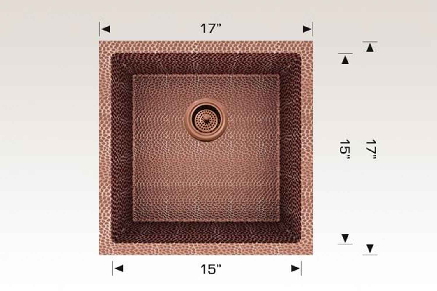 17-in. W CSA Approved Copper Kitchen Sink With 1 Bowl And 16 Gauge