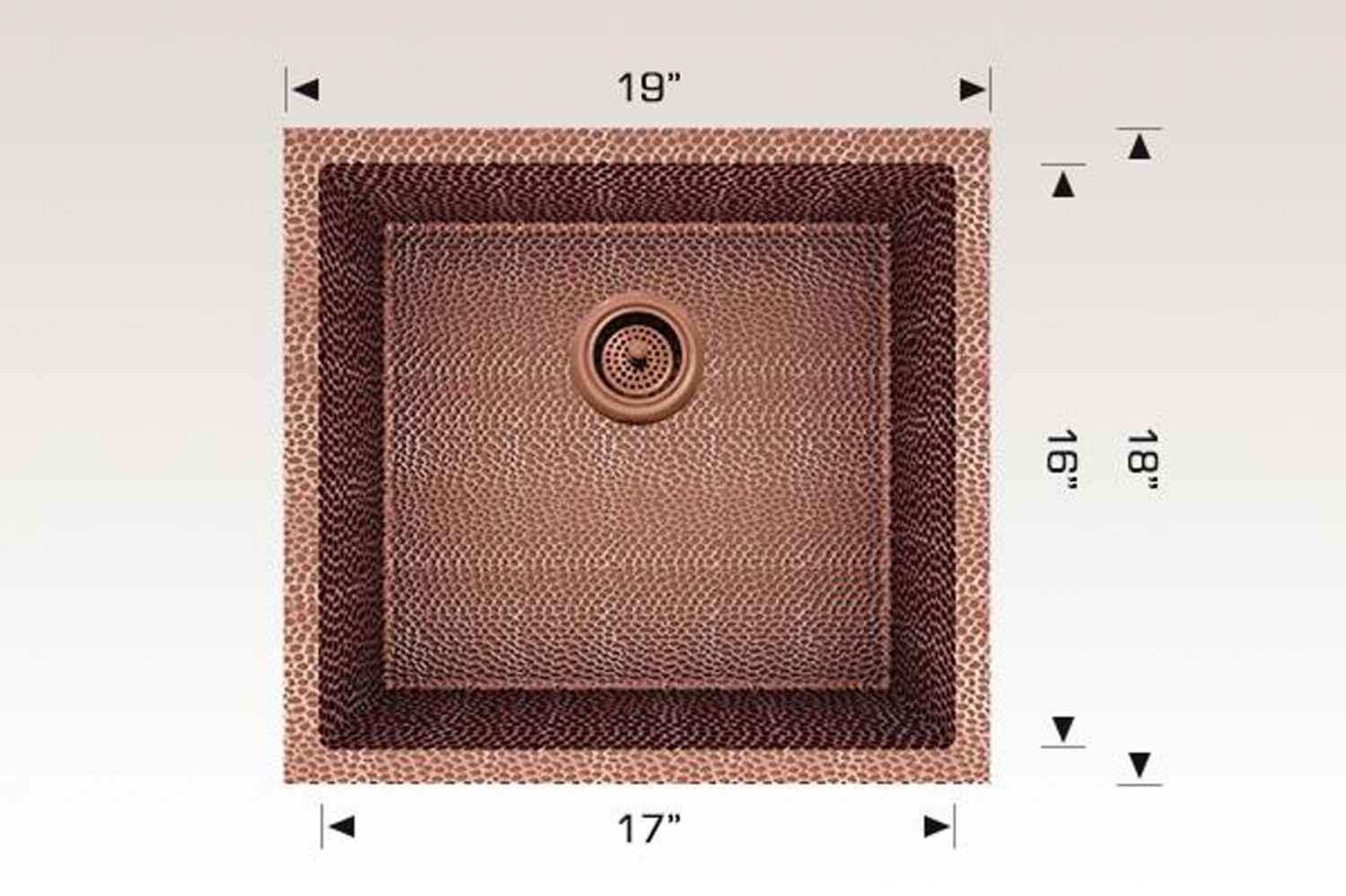 19-in. W CSA Approved Copper Kitchen Sink With 1 Bowl And 16 Gauge