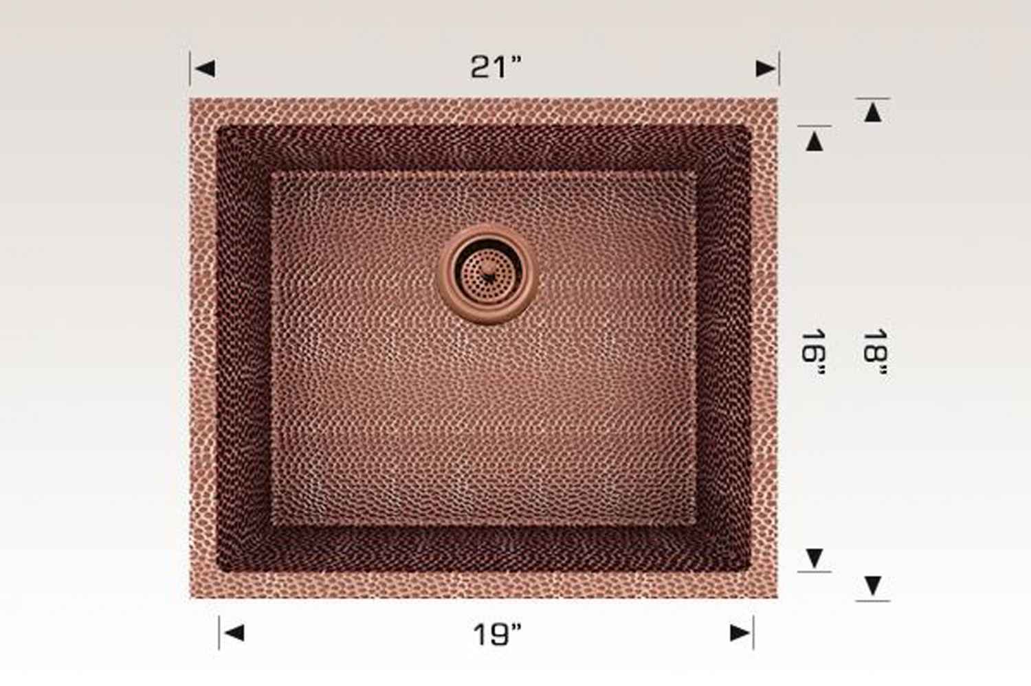21-in. W CSA Approved Copper Kitchen Sink With 1 Bowl And 16 Gauge