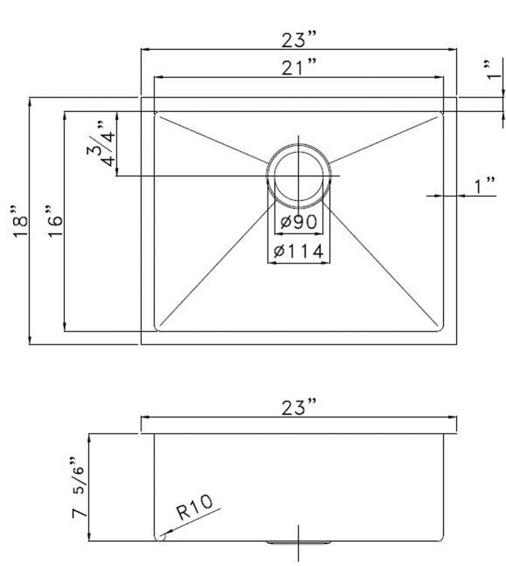 23-in. W CSA Approved Copper Kitchen Sink With 1 Bowl And 16 Gauge