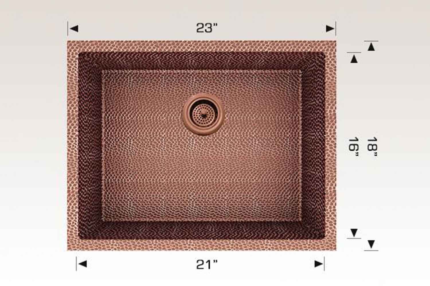 23-in. W CSA Approved Copper Kitchen Sink With 1 Bowl And 16 Gauge