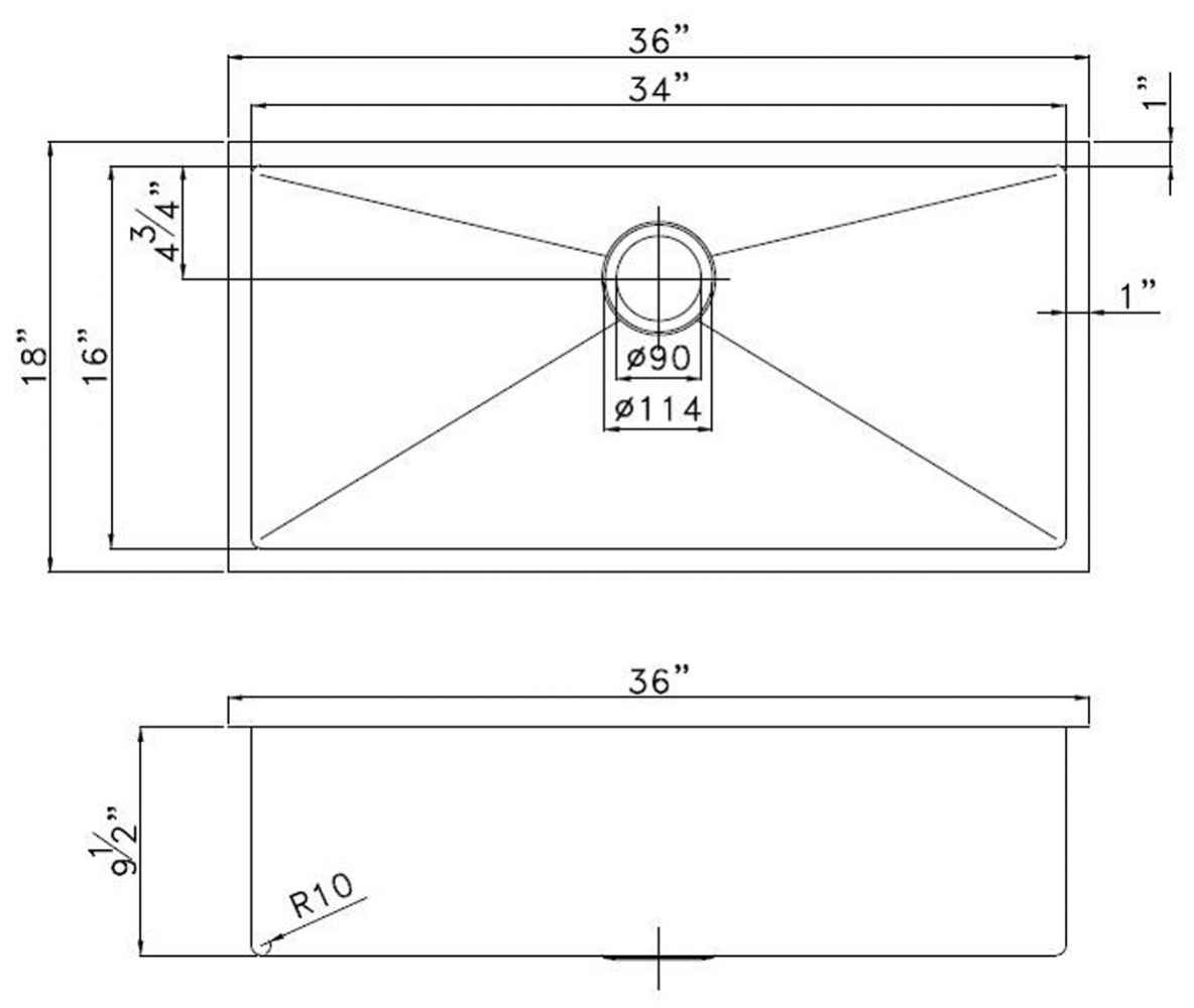 36-in. W CSA Approved Copper Kitchen Sink With 1 Bowl And 16 Gauge