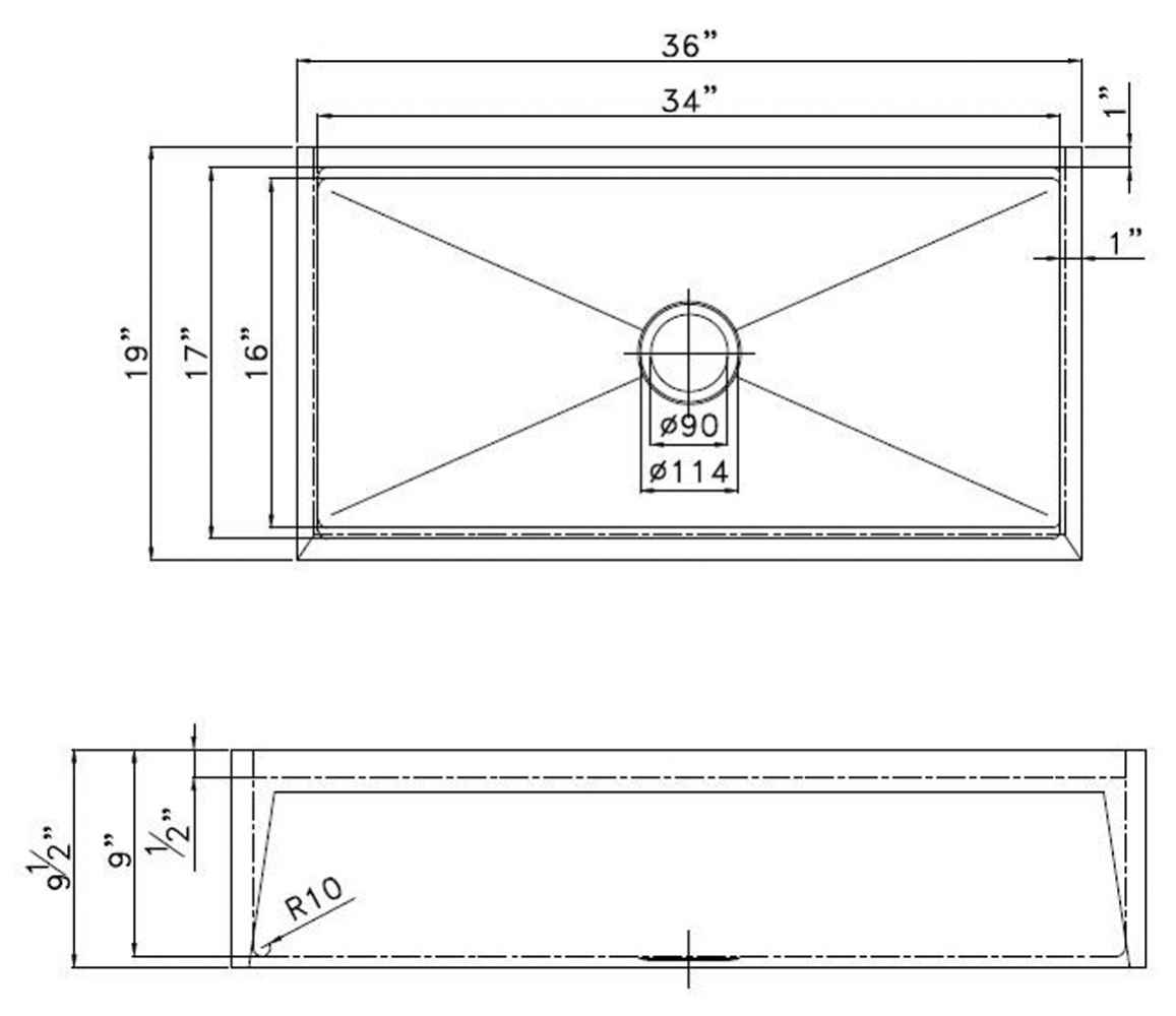 36-in. W CSA Approved Copper Kitchen Sink With 1 Bowl And 16 Gauge